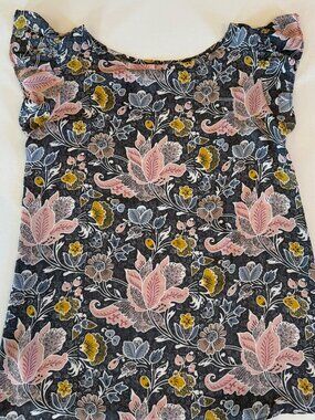 Loft Women's Size XS Floral Blossom Mixed Ruffle Shell Blouse Lightweight Spring